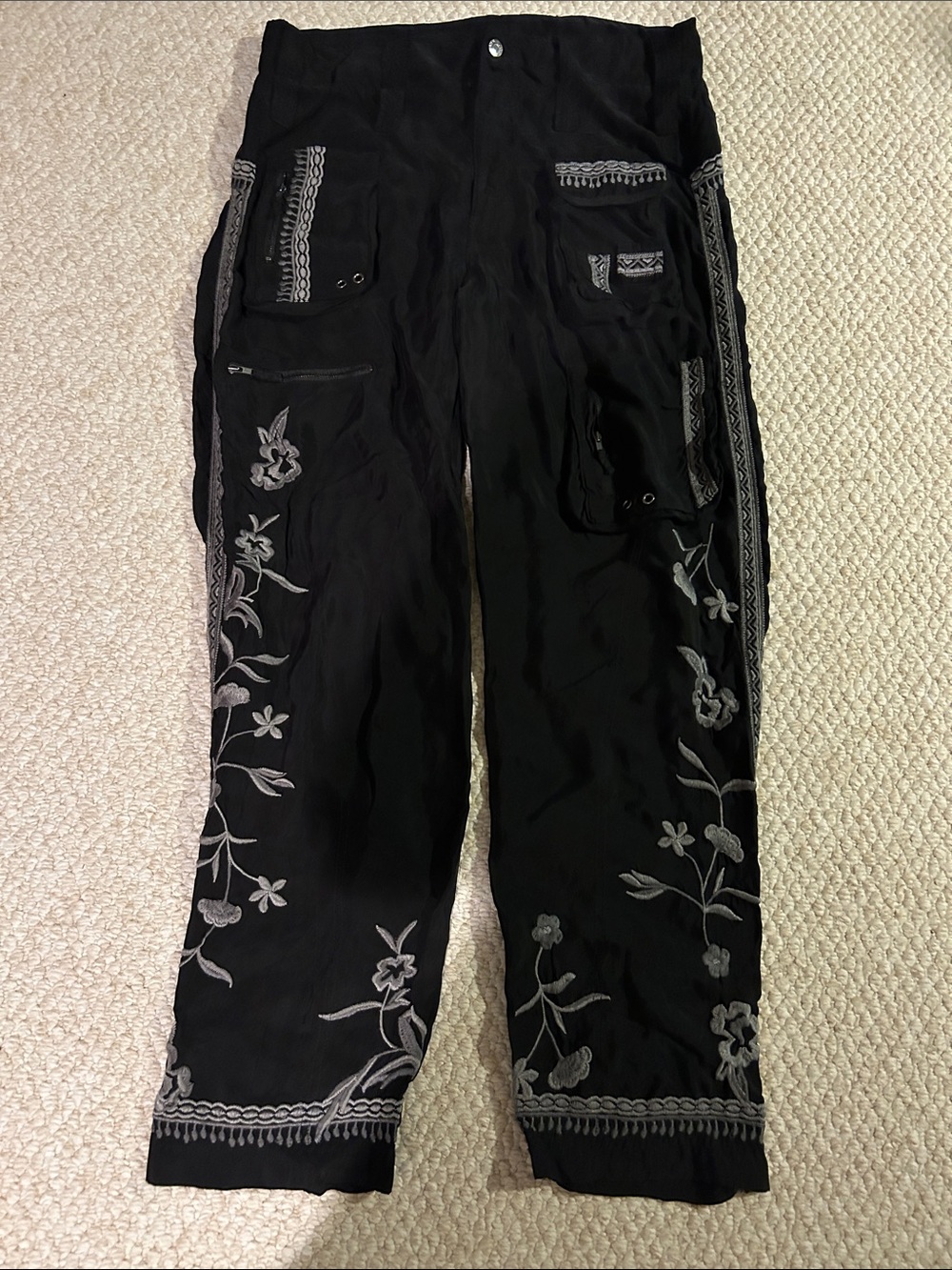 Johnny Was Black Embroidered women’s Casual Pants